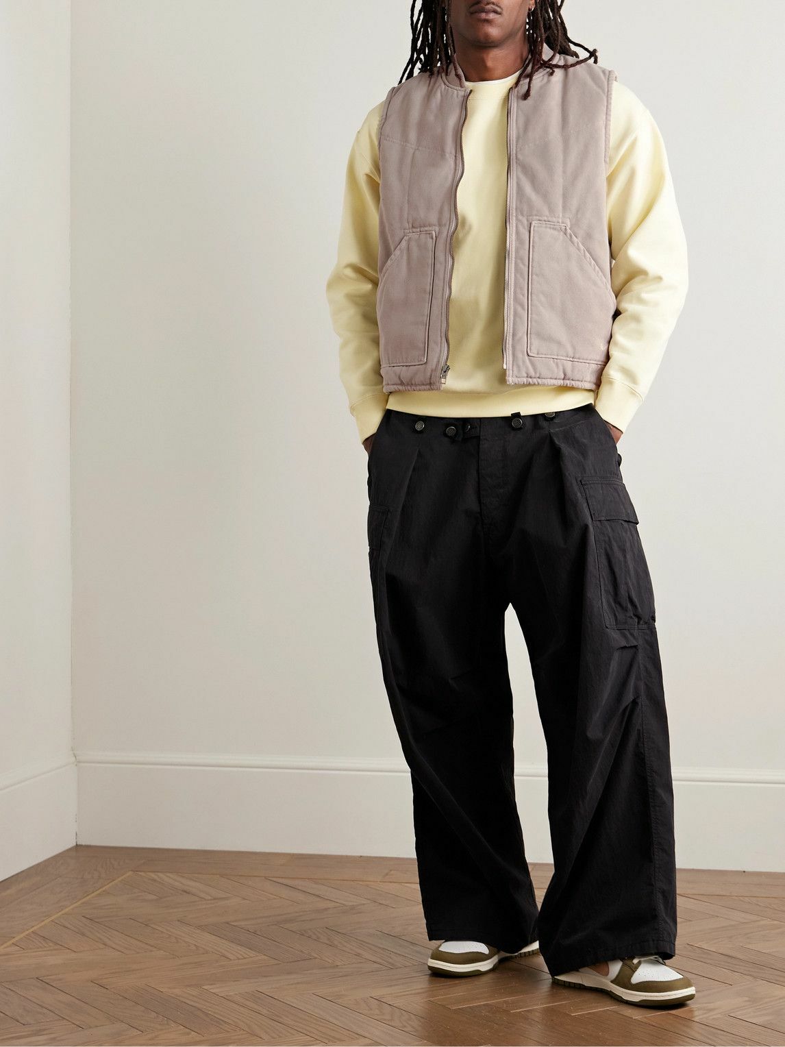 Nike - Life Padded Garment-Dyed Cotton-Canvas Gilet - Gray Nike