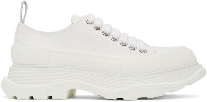 Photo: Alexander McQueen White Tread Slick Platform Low Sneakers