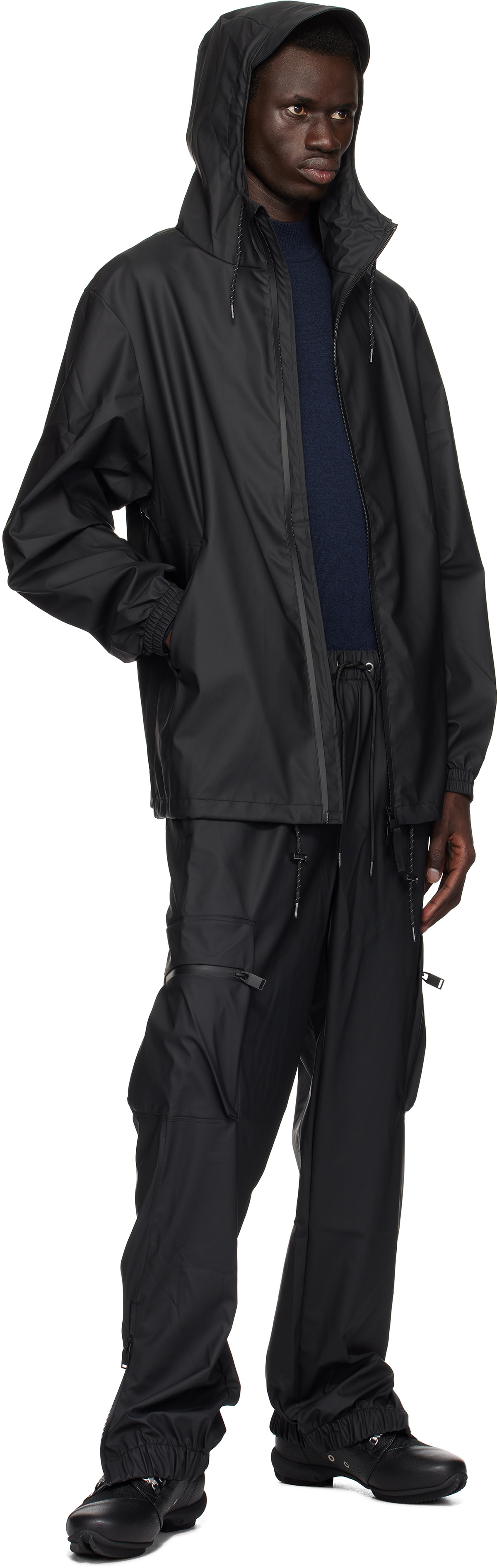 RAINS Black Storm Breaker Rain Jacket