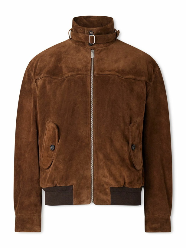 Photo: McQueen - Panelled Suede Harrington Jacket - Brown