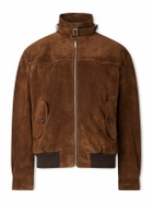 McQueen - Panelled Suede Harrington Jacket - Brown