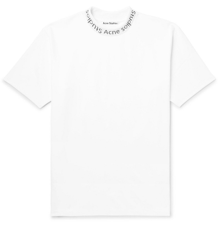 Photo: Acne Studios - Navid Logo-Print Stretch-Jersey T-Shirt - White