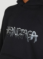 Logo Drip Wide Fit Hooded Sweatshirt in Black