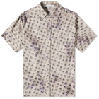 Acne Studios Men's Sambler Washed Roses Short Sleeve Shirt in Grey/Dark Blue