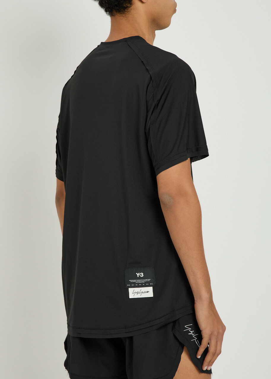 Y-3 Logo-appliquéd Jersey Running T-shirt Black