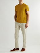 Loro Piana - Contrast-Tipped Sea Island Cotton-Piqué T-shirt - Yellow