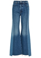 Mother The Tux Sidestepper Sneak Fray Wide-leg Jeans Navy