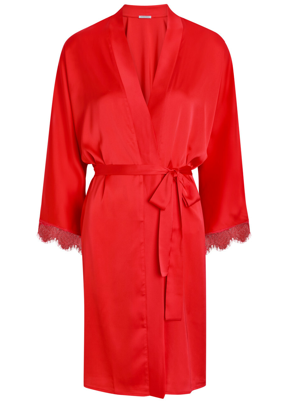 Simone PÉRÈLE Satin Secrets Lace-trimmed Satin Robe Pink