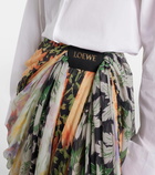 Loewe Floral draped silk crépon wide-leg pants
