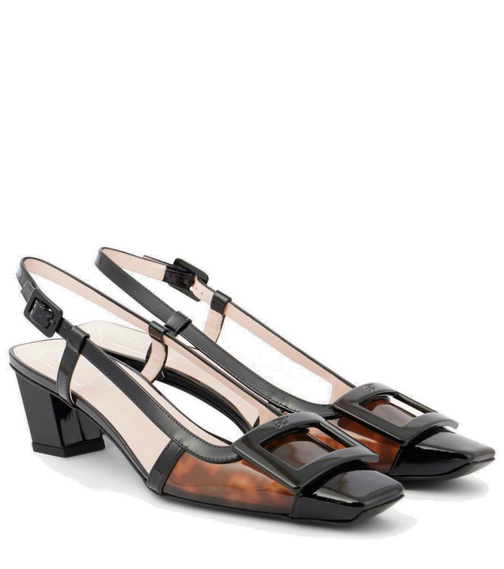 Photo: Roger Vivier Belle Vivier 45 patent leather slingback pumps