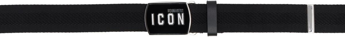 Dsquared2 Black 'Be Icon' Plaque Belt