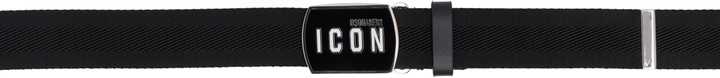 Photo: Dsquared2 Black 'Be Icon' Plaque Belt