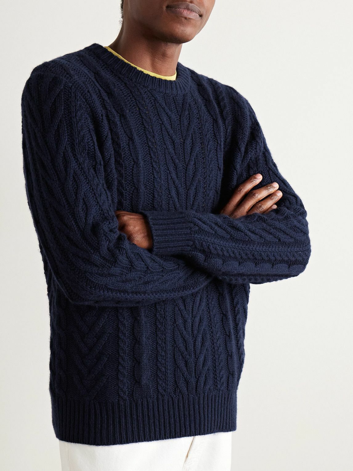 Guest In Residence - Fisherman Cable-Knit Wool and Cashmere-Blend Sweater - Blue