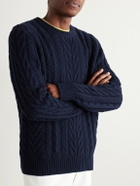 Guest In Residence - Fisherman Cable-Knit Wool and Cashmere-Blend Sweater - Blue