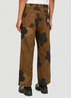 Floral Dyed Work Pants in Brown