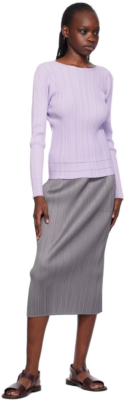 Pleats Please Issey Miyake Purple Soft Pleats Long Sleeve T-Shirt
