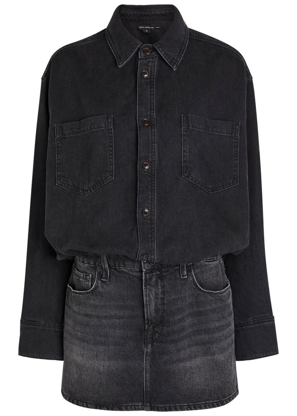 Photo: Good American Denim Mini Shirt Dress Black
