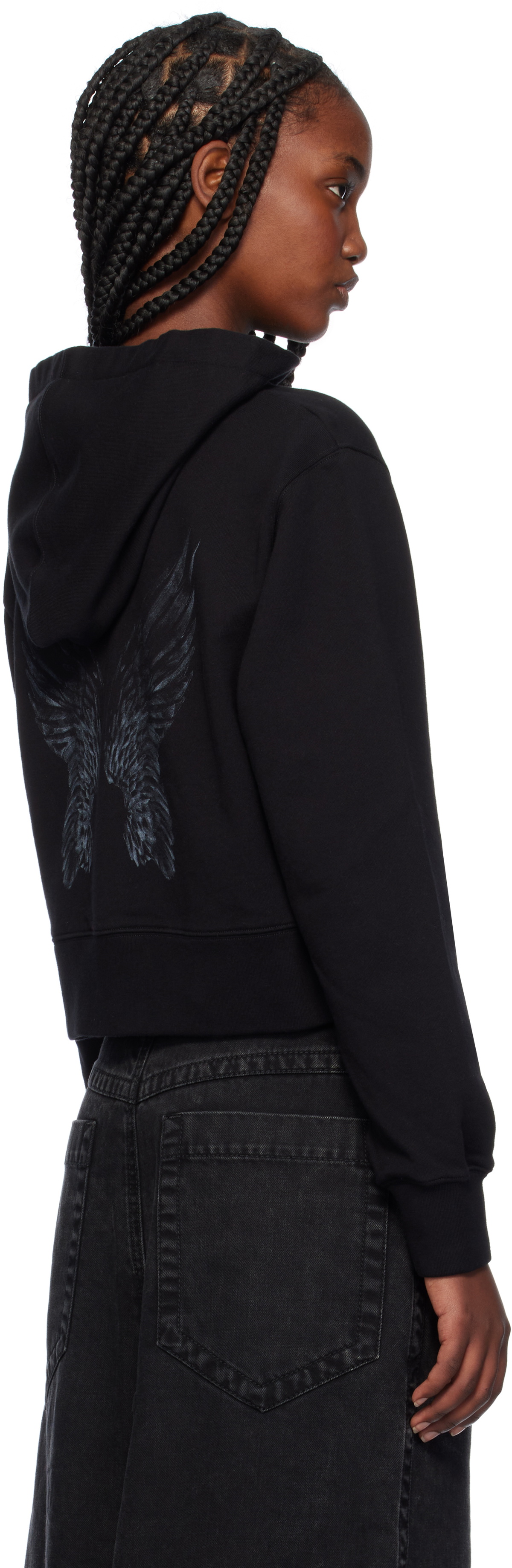 Palm Angels Black Wings Pencil Hoodie