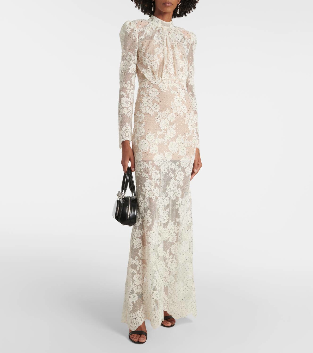 Self-Portrait Embellished lace maxi dress