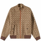 Gucci Men's Horse Bit Monogram Harrington Jacket in Tan