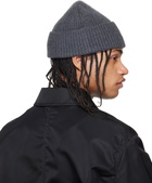 AMI Paris Gray Wool Contrasted Ami de Coeur Beanie