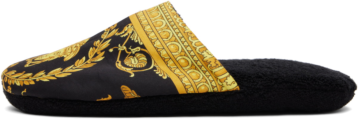 Versace Black 'I Heart Baroque' Slippers