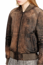 Diesel Bomber jacket in distressed leather - Leather jackets Womens in Brown