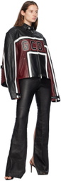 GCDS Black & Red Racing Leather Jacket