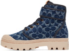 Coach 1941 Blue Denim Trooper Boots