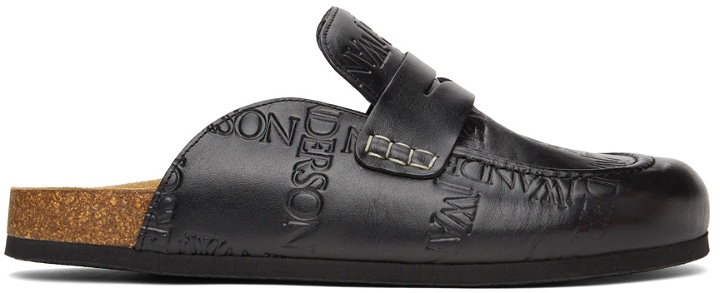 Photo: JW Anderson Black Leather Logo Mule Loafers