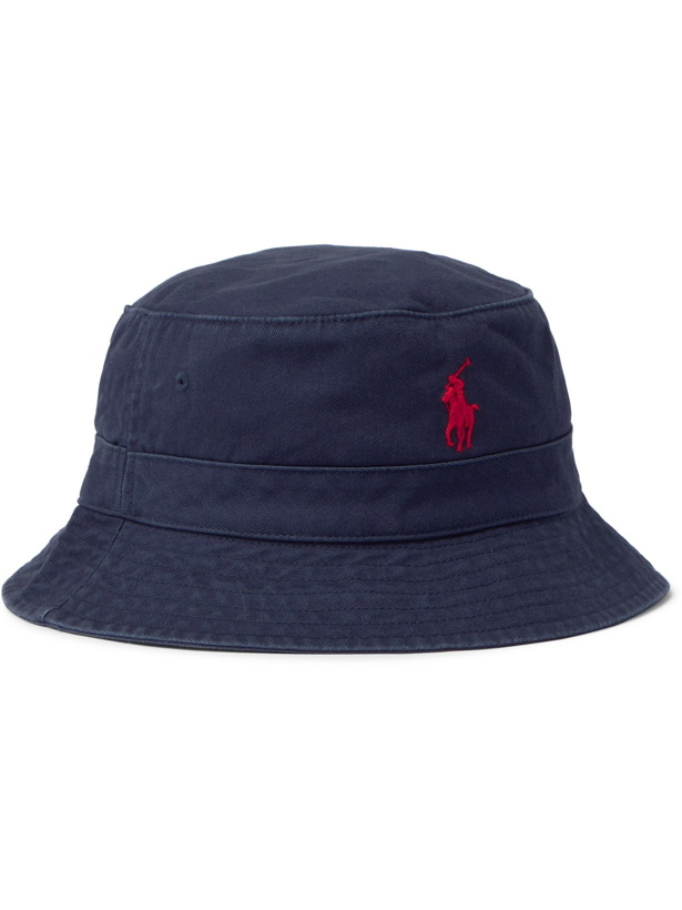 Photo: POLO RALPH LAUREN - Logo-Embroidered Cotton-Twill Bucket Hat - Blue