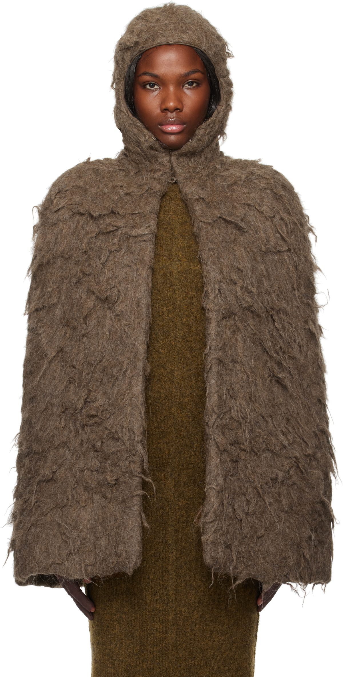 関税送料込★RICK OWENS☆shearling hooded cape ケープ RICK OWENS shearling hooded cape with Light blue Rick Owens