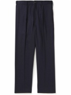 Drake's - Tapered Pleated Wool-Flannel Trousers - Blue