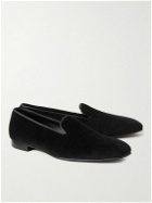 George Cleverley - Windsor Leather-Trimmed Cashmere Loafers - Black