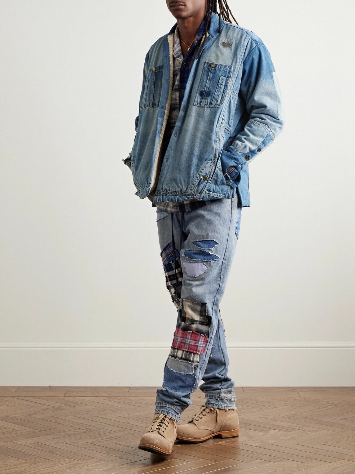 Greg Lauren - Patchwork Denim Overshirt - Blue