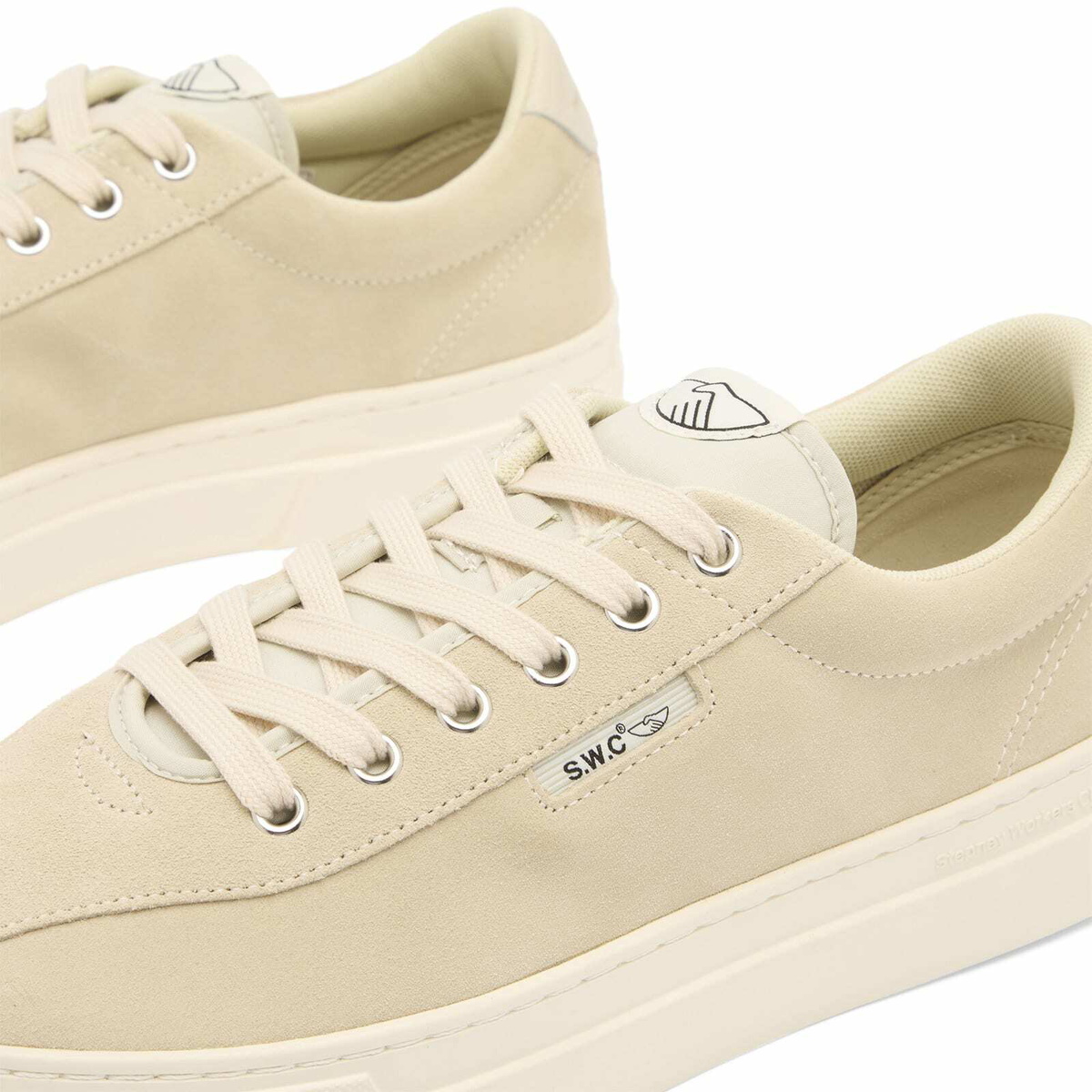 Stepney Workers Club Men's Dellow 02 Suede Sneaker in Oat