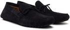 BOSS Navy Knotted Trim Moccasins