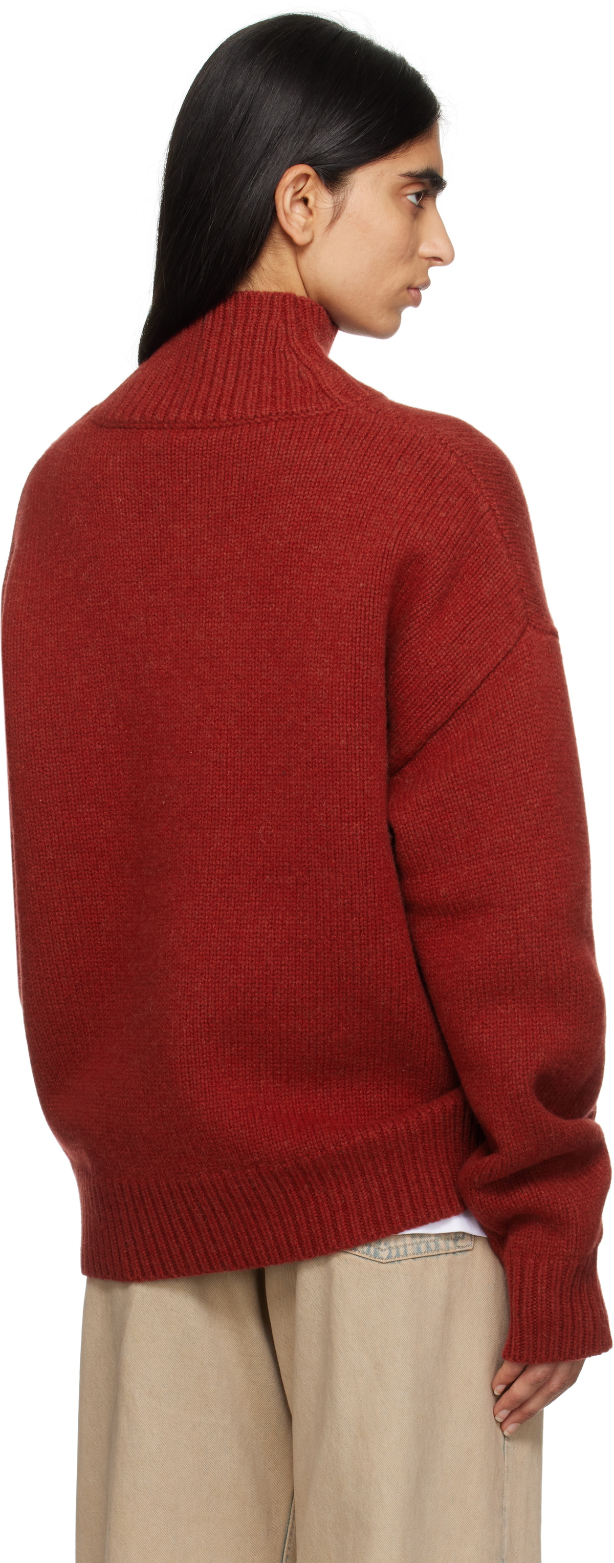 Études Red Recycled Wool Turtleneck
