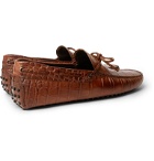 Tod's - Gommino Croc-Effect Leather Driving Shoes - Brown