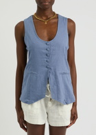 Free People Millie Linen-blend Waistcoat Denim