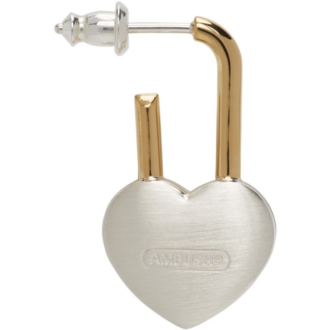 Photo: Ambush Silver and Gold Padlock Heart Earring