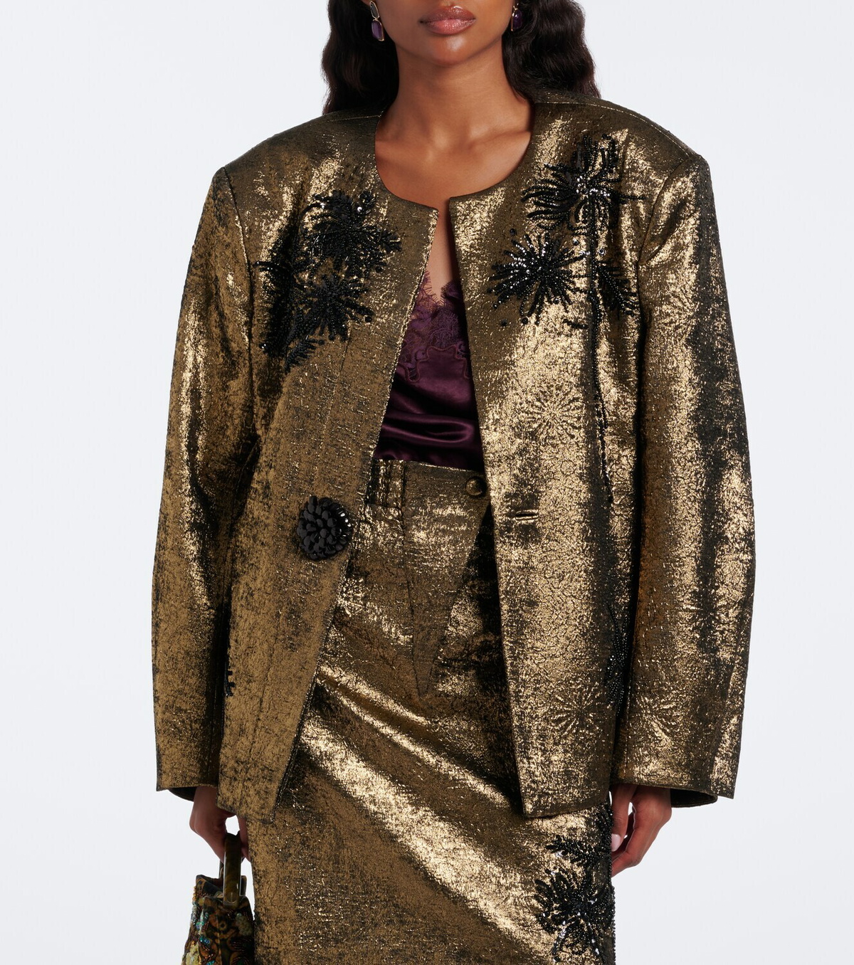 Jacques Wei Embellished brocade blazer