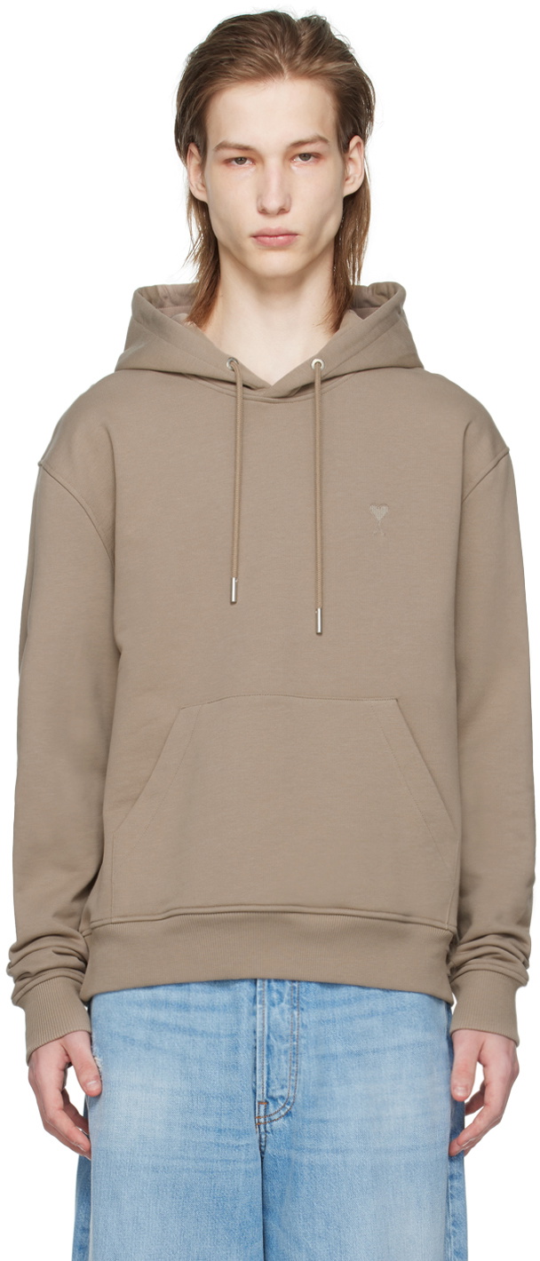 AMI Paris Taupe Ami de Cœur Hoodie