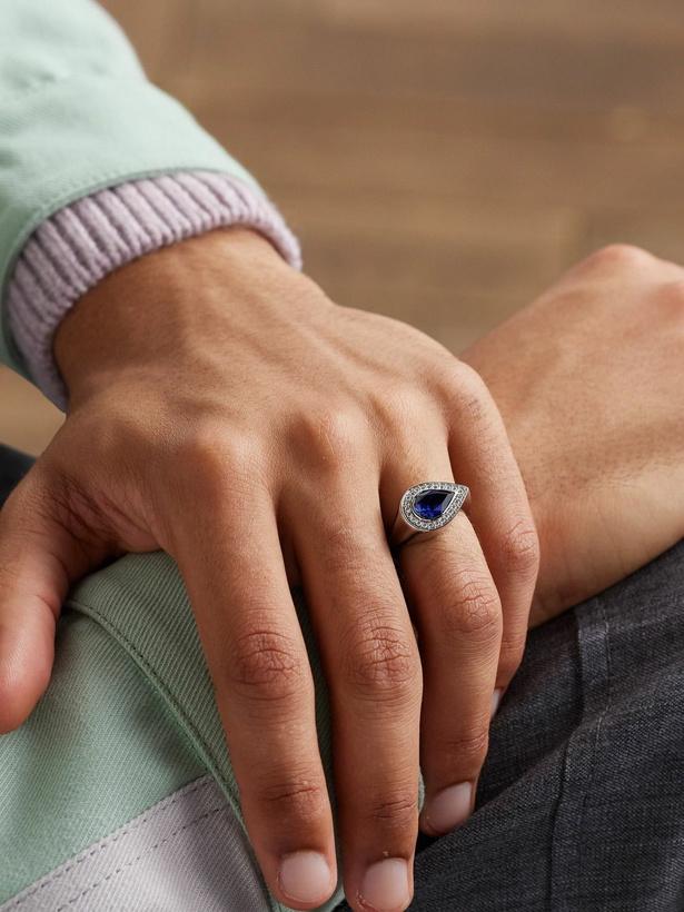 Photo: 42 Suns - 14-Karat White Gold, Laboratory-Grown Sapphire and Diamond Ring - Blue