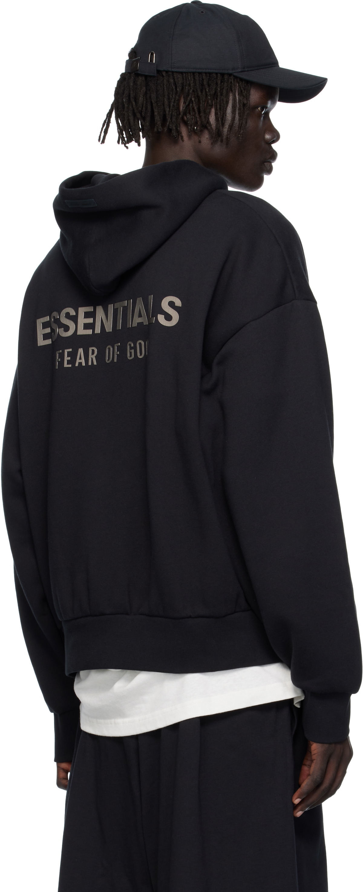 Fear of God ESSENTIALS Black Classic Fit Fleece Hoodie Fear Of God