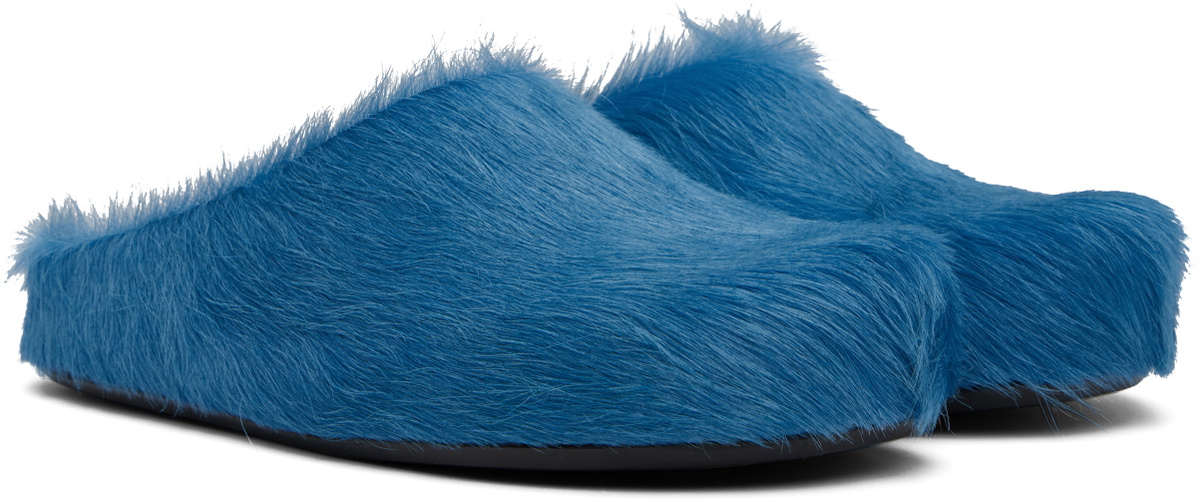 Marni Blue Long Hair Calfskin Fussbett Slip-on Loafers
