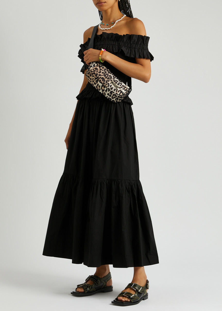 スカート GANNI BLACK MAXI SKIRT Ganni Cotton-poplin Maxi Skirt Black GANNI