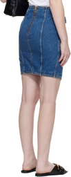Balmain Blue Short Denim Belt Midi Skirt