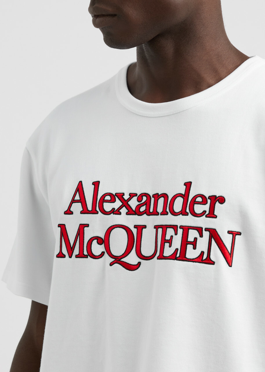 Alexander Mcqueen Logo-embroidered Cotton T-shirt White Alexander