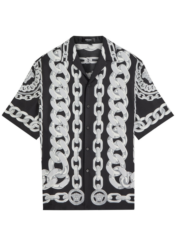 Photo: Versace Medusa Chains Silk-twill Shirt Black